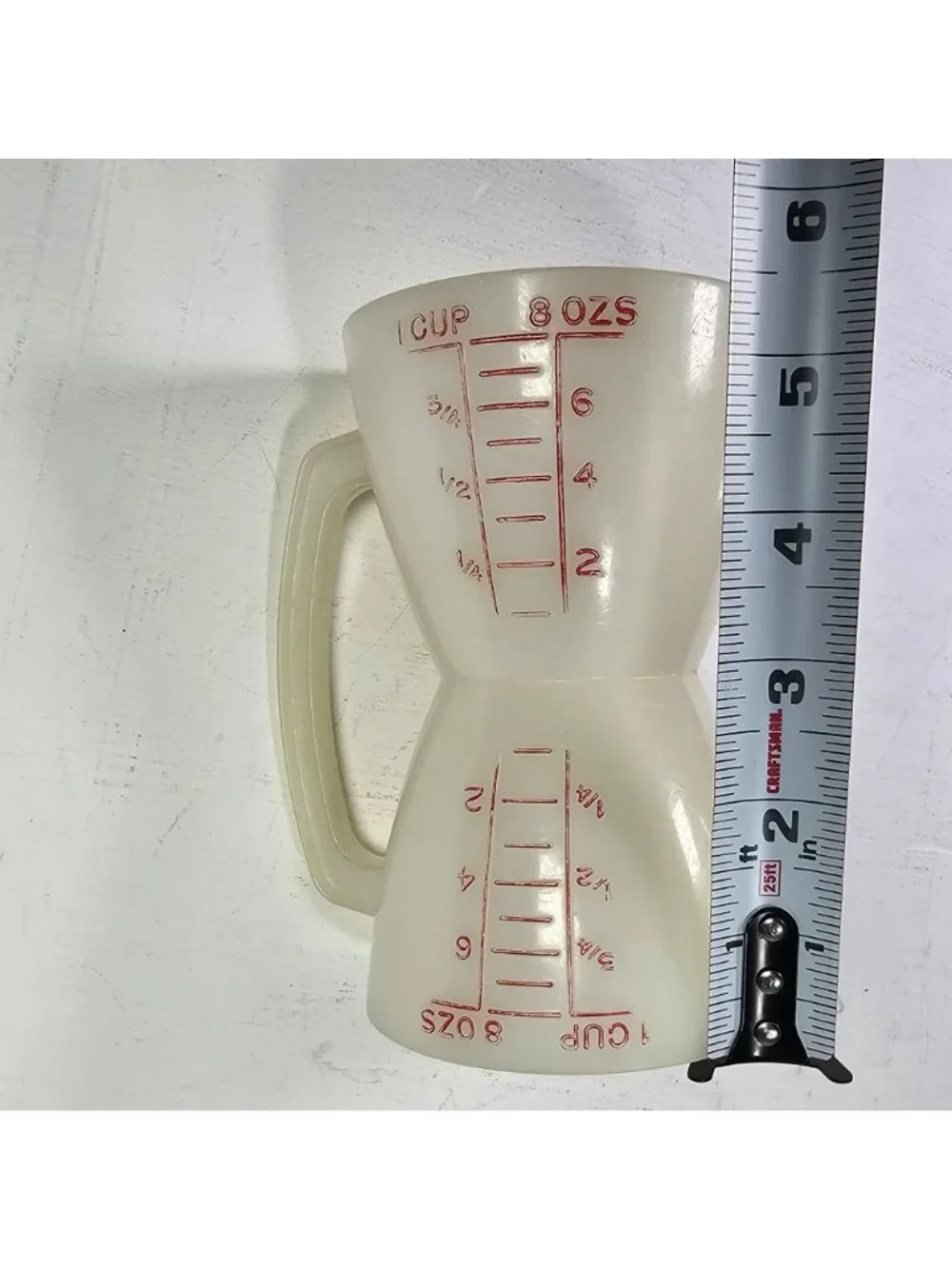 Vintage Tupperware Double-Sided Measuring Cup 1 Cup 8 Oz White Plastic
